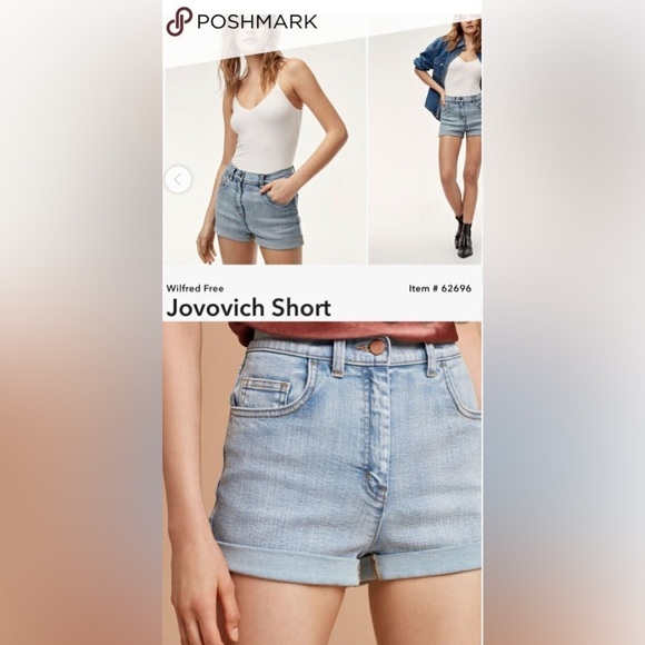Wilfred Pants - aritzia WILFRED FREE jovovich short ~ high rise jean shorts ~ size 4